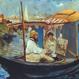 Édouard Manet - Monet trong Studio Boat (1874, Ấn tượng)