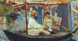 Édouard Manet - Monet trong Studio Boat (1874, Ấn tượng)
