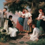 János Jankó - Sự ra đời của bài hát dân gian (1860, Phòng trưng bày Quốc gia Hungary)
