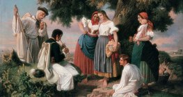 János Jankó - Sự ra đời của bài hát dân gian (1860, Phòng trưng bày Quốc gia Hungary)