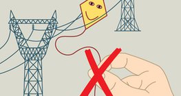 Không được chạm vào chuỗi của diều nếu nó bị kẹt trên đường truyền'