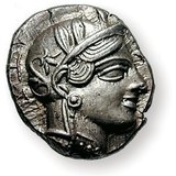 Một tetradrachm Athen (đồng bạc Hy Lạp cổ đại)