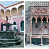 Các điểm thu hút chính của Lâu đài Visegrád đã được cải tạo là đài phun nước bằng đá cẩm thạch đỏ và đài phun nước với sư tử