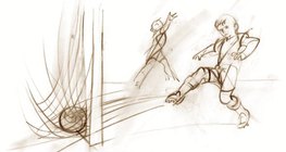 Một cậu bé đang chơi bóng đá