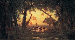 )Rousseau: Khu rừng Fontainebleau, Buổi sáng (1850, Chủ nghĩa hiện thực)