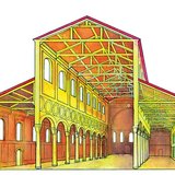 Mặt cắt ngang của Vương cung thánh đường Sant'Apollinare ở Classe, Ravenna, Ý (536-549, Nghệ thuật Kitô giáo sơ khai)