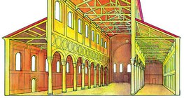 Mặt cắt ngang của Vương cung thánh đường Sant'Apollinare ở Classe, Ravenna, Ý (536-549, Nghệ thuật Kitô giáo sơ khai)