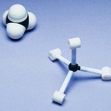 Space-filling and ball-and-stick models of methane