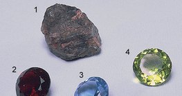 Corundum (1), ruby (2) và sapphire (3,4)