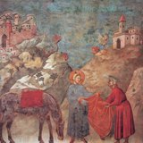 Giotto: Thánh Phanxicô trao tặng thần chú của mình cho một người nghèo (khoảng năm 1300, Phục hưng)
