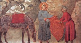Giotto: Thánh Phanxicô trao tặng thần chú của mình cho một người nghèo (khoảng năm 1300, Phục hưng)