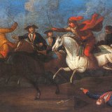 Battle scene with kuruc and labanc horsemen