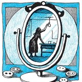 Sütő András édesanyja este a piperetükörből visszatükröződve