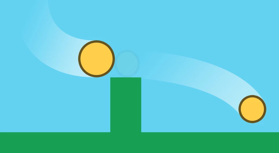 Hình chiếu theo phương ngang của một quả bóng bị đánh bởi một con lắc.