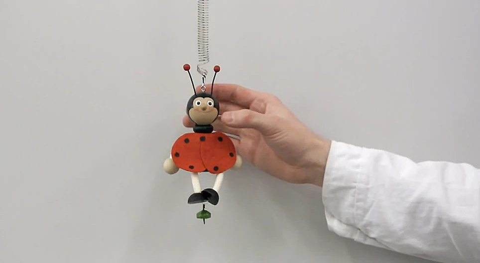 Sự phụ thuộc khối lượng vào chu kỳ chuyển động của một đồ chơi treo trên lò xo (cơ bản)