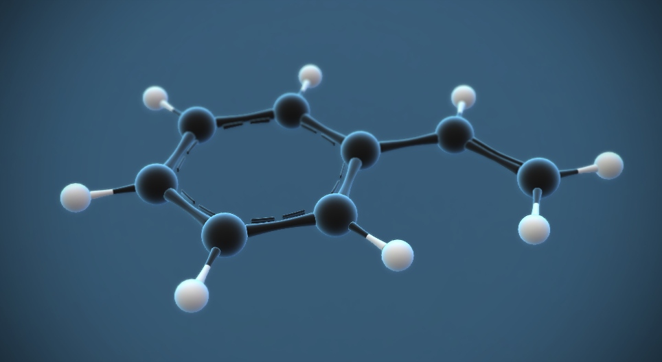 Styren (vinyl benzene) (C₈H₈)