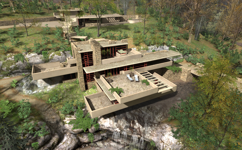 Fallingwater (Mill Run, USA, 1939) - Cảnh 3D - VN Giáo dục và học